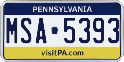 PA license plate MSA5393