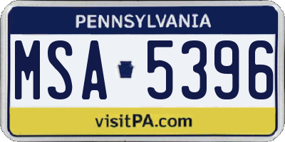 PA license plate MSA5396