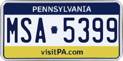 PA license plate MSA5399
