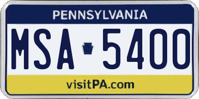 PA license plate MSA5400