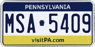 PA license plate MSA5409