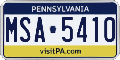PA license plate MSA5410