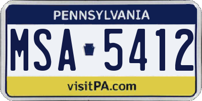 PA license plate MSA5412