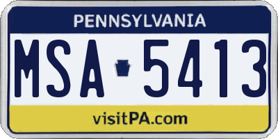 PA license plate MSA5413