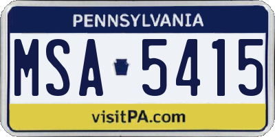 PA license plate MSA5415