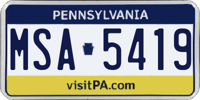 PA license plate MSA5419