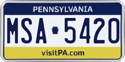 PA license plate MSA5420