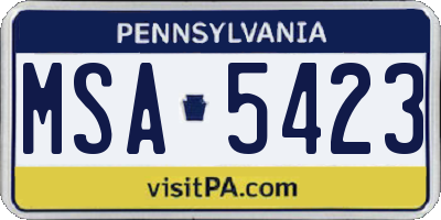 PA license plate MSA5423