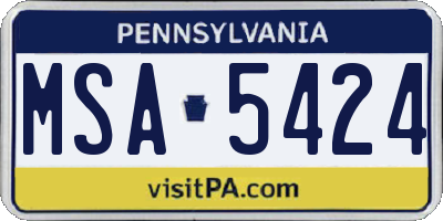 PA license plate MSA5424