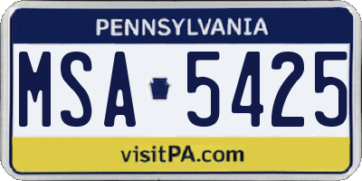 PA license plate MSA5425