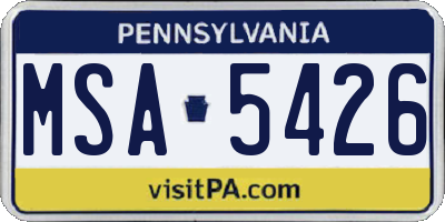 PA license plate MSA5426