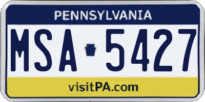 PA license plate MSA5427