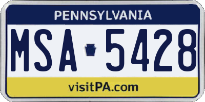 PA license plate MSA5428