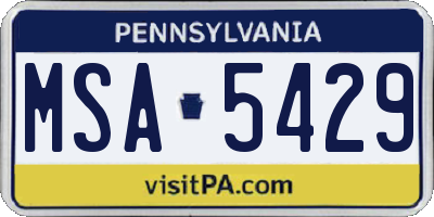 PA license plate MSA5429