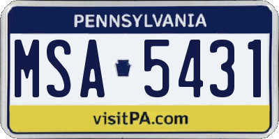 PA license plate MSA5431