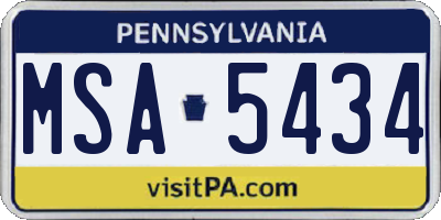 PA license plate MSA5434