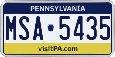 PA license plate MSA5435