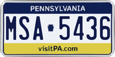 PA license plate MSA5436