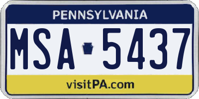 PA license plate MSA5437