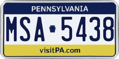 PA license plate MSA5438