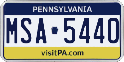 PA license plate MSA5440