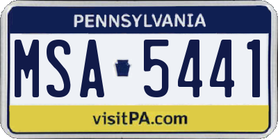 PA license plate MSA5441