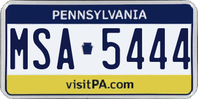 PA license plate MSA5444