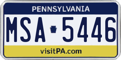 PA license plate MSA5446