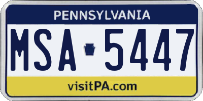 PA license plate MSA5447