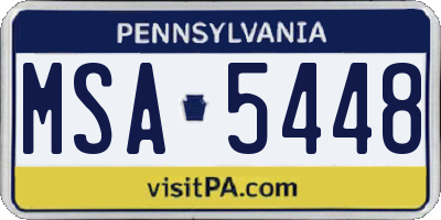 PA license plate MSA5448