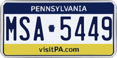 PA license plate MSA5449