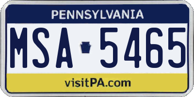 PA license plate MSA5465
