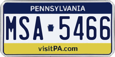 PA license plate MSA5466