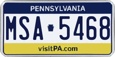 PA license plate MSA5468