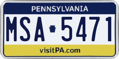 PA license plate MSA5471