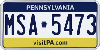 PA license plate MSA5473