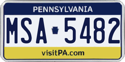PA license plate MSA5482