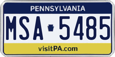 PA license plate MSA5485