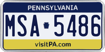 PA license plate MSA5486