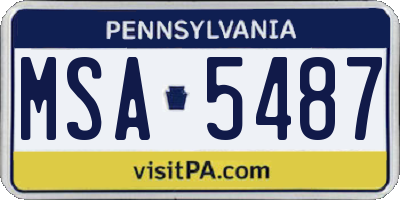 PA license plate MSA5487