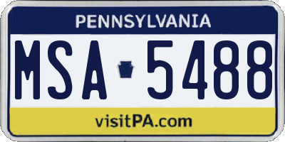 PA license plate MSA5488