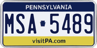 PA license plate MSA5489
