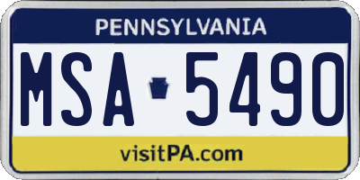 PA license plate MSA5490