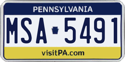 PA license plate MSA5491