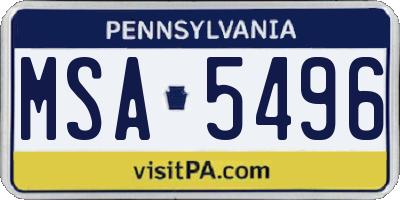 PA license plate MSA5496