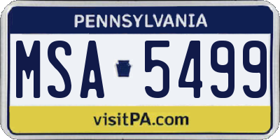 PA license plate MSA5499