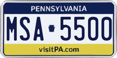 PA license plate MSA5500