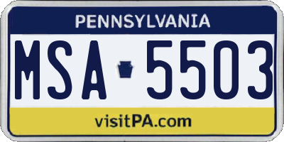 PA license plate MSA5503