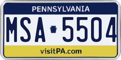 PA license plate MSA5504