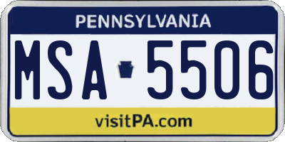 PA license plate MSA5506